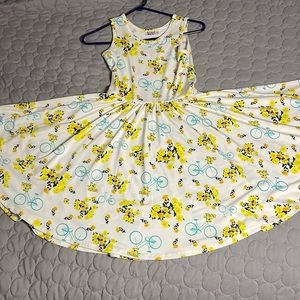 Cute kids dress, 8/10, yellow with bikes and flowers